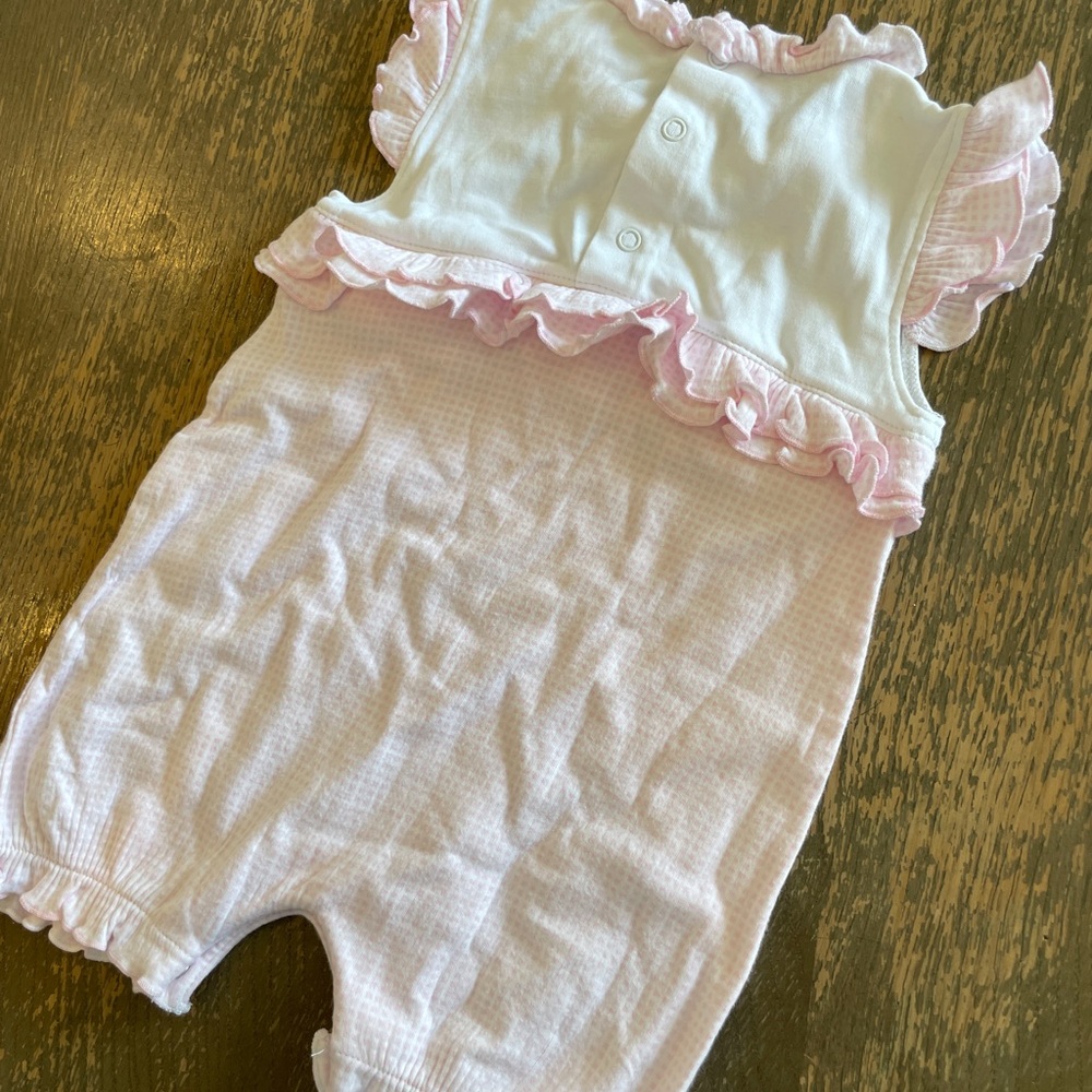 Kissy Kissy Pink Ruffle Romper (3–6M, Pima Cotton)
